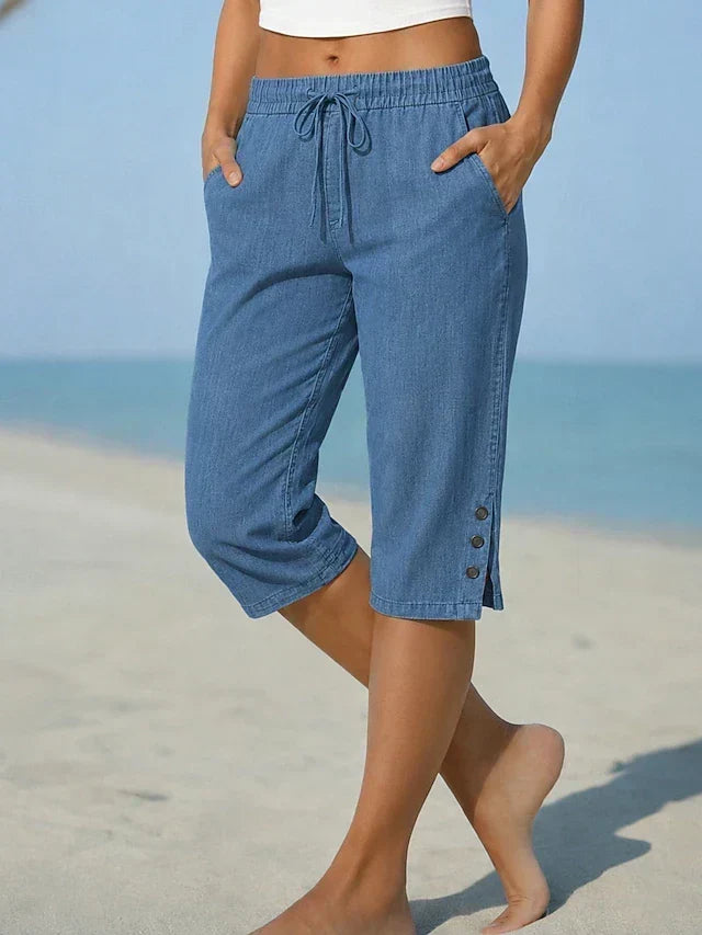 Mavis - Pantaloni Capri con Vita Elastico